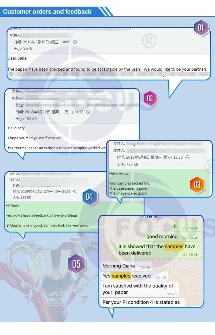 48GSM/55GSM de thermische Document Jumbooppervlakte van de Broodjes Goede Zachtheid 4