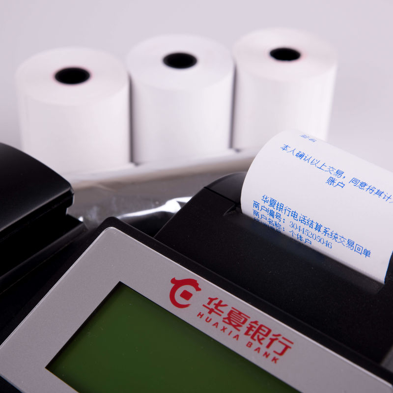 China Supplier Excellent Quality Black Image 55GSM 2 1 4 X50 Thermal Paper Roll For Supermarket/ Bank/ POS/ ATM Machine