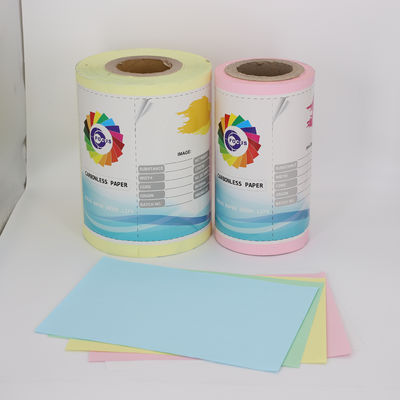 Kantoor Zelfkopiërend Ncr-papierrol Niet-koolstofcoating Blauwe drukkleur 55GSM/50GSM/55GSM Zelfkopiërend