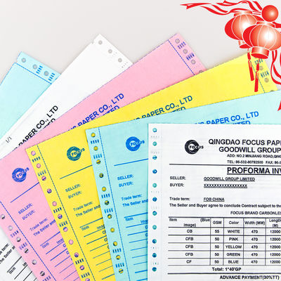 China Factory 7 Ply NCR Paper CB CFB CF 55/50/55gsm 61*86/70*100cm Zwart/Blauw Image Carbonloos Papier