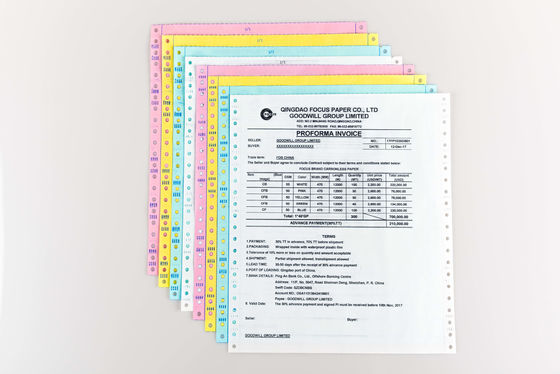5 Plys Carbonless / Non Carbon Paper For Continuous Bill FSC Virgin Wood Pulp 55 gsm 60 gsm 62 gsm 75 gsm 78 gsm